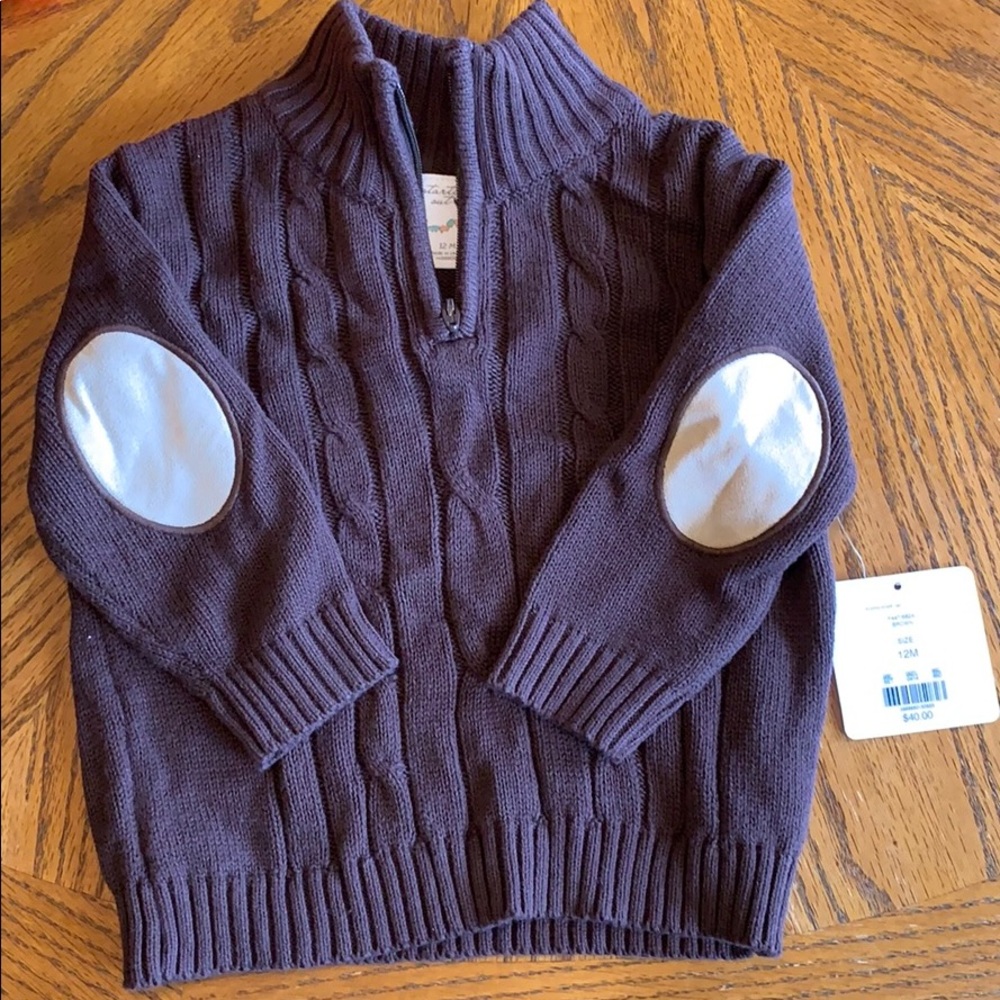 NWT Brown cable knit half zip sweater